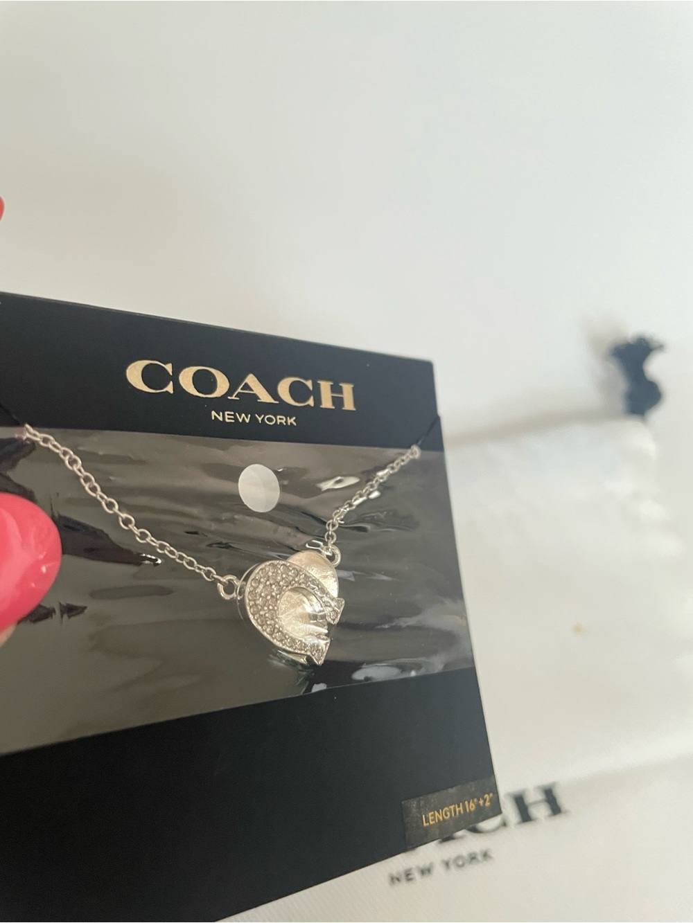 Coach Silver Heart Necklace with pave C - Picture 5 of 5